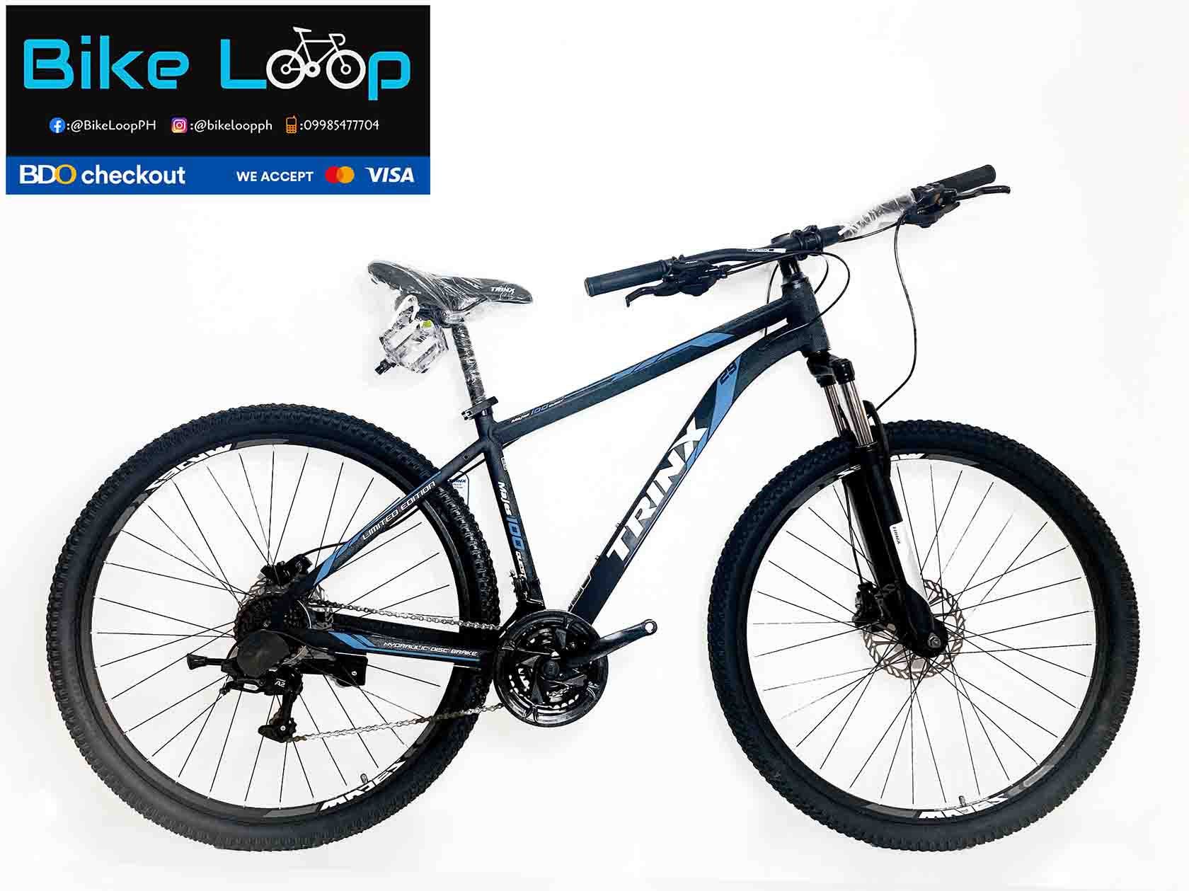 TrinxM100QuestBlackBlue Trinx M100 Quest 29" Alloy Mountain Bike
